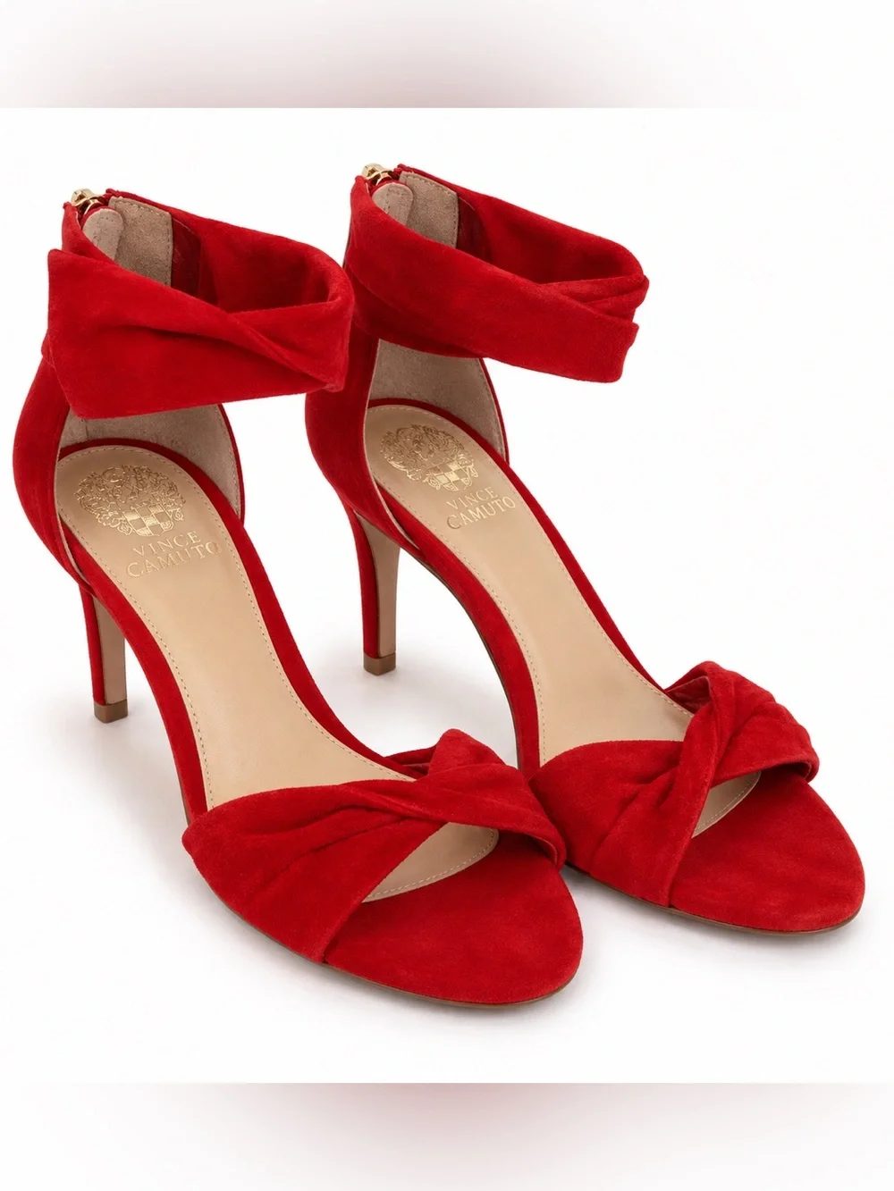 ❤️Vince Camuto Mallie Red Suede Ankle Cuff Stiletto Heels Size 10 LN